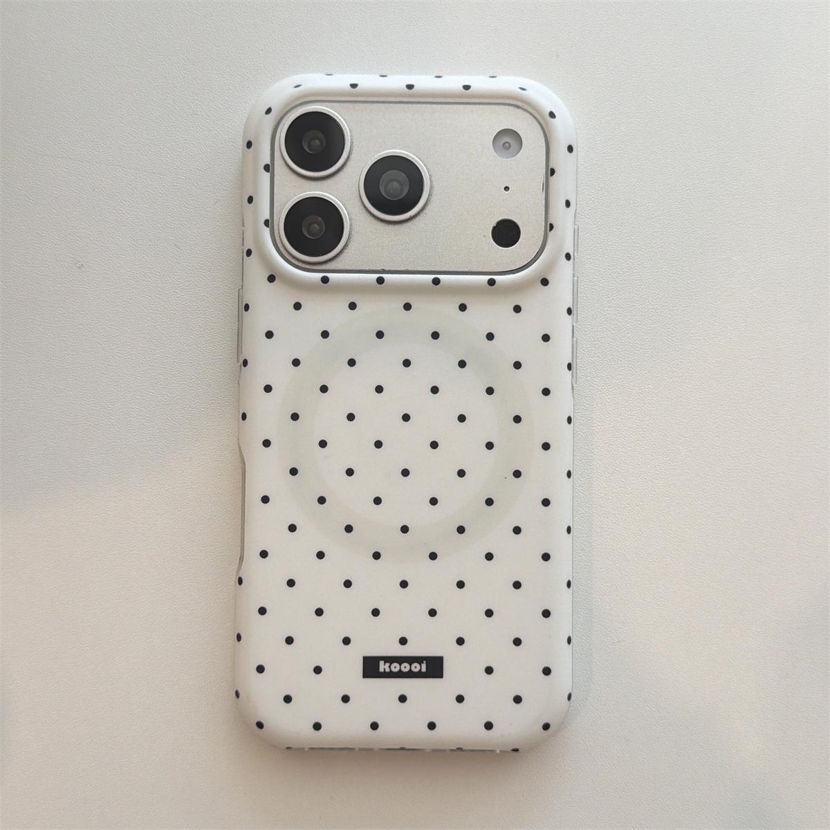 

Magnetic Round-Edge Polka Dot Blue/White Phone Case for iPhone 14/13 Pro Max iPhone 16 Pro Max