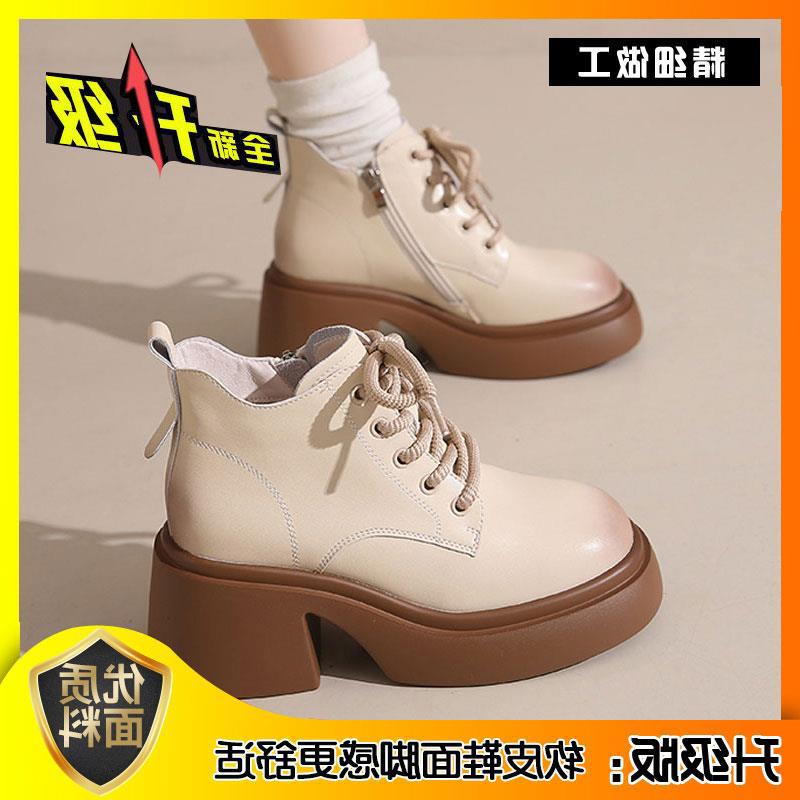 

British style fashion women s thick heel versatile short boots new heightening Martin boots women s single boots thick sole 35