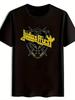 Men's Black Rock Band Graphic T-Shirt - Judas Priest Logo Design, Short Sleeve C