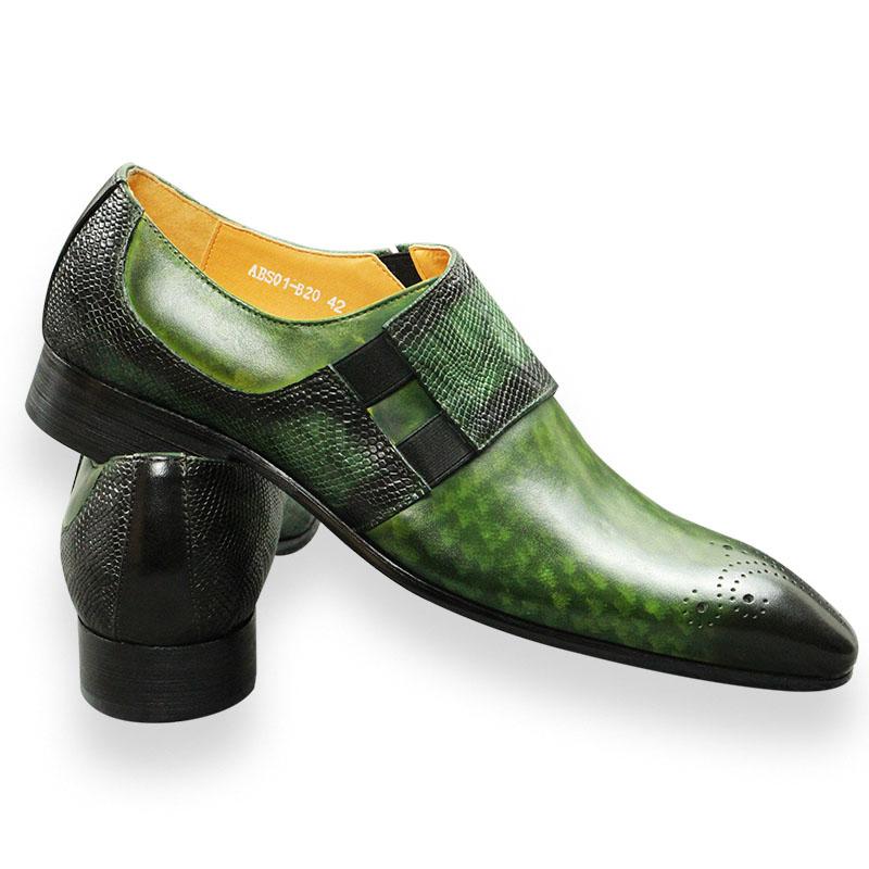 Fashion Fashion Loafers Men Shoe Classic Green Color Brogue Shoe Pure Genuine Leather Monk Strap Comfortable Male Footwear Fast Delivery