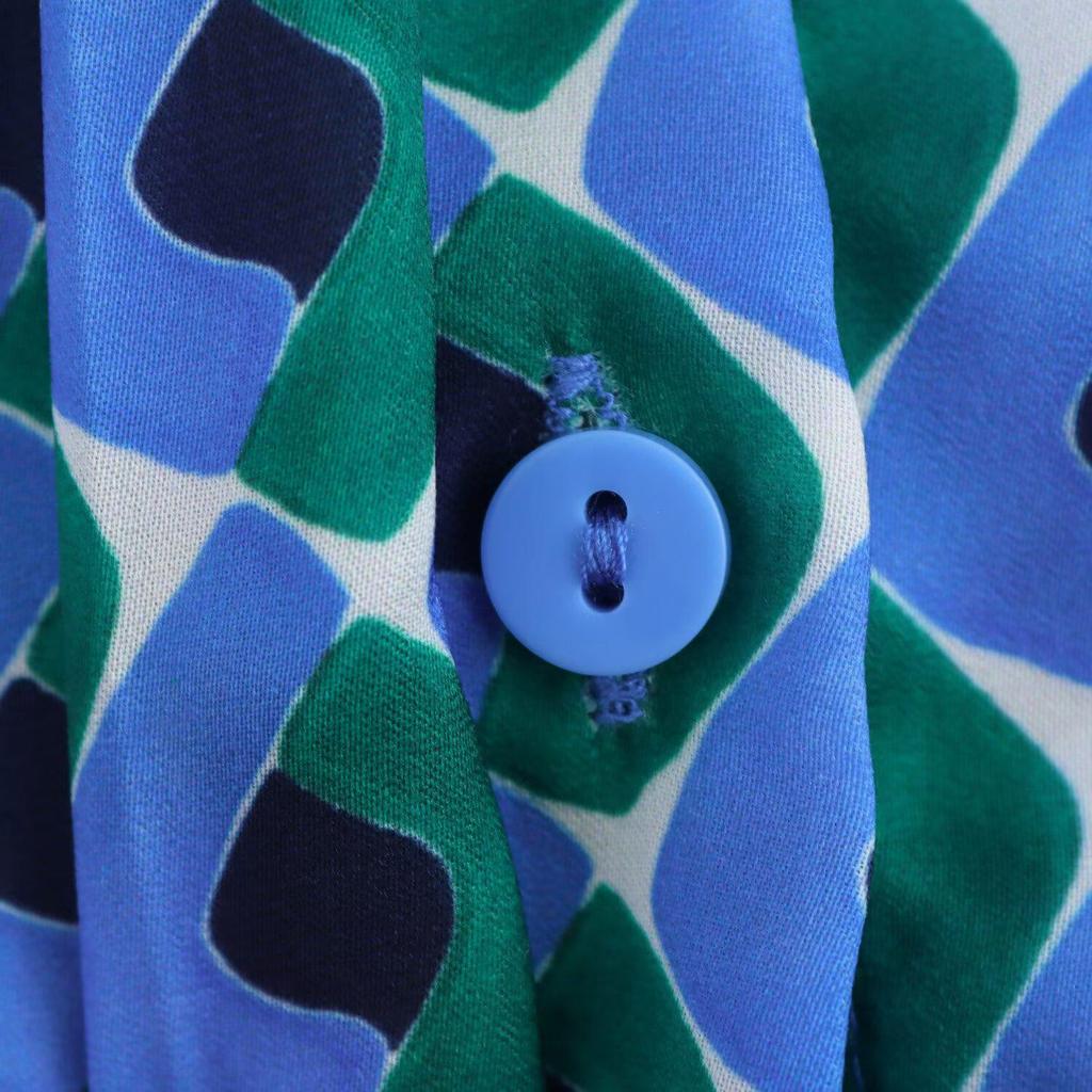 2025 Spring Women's European & American Geometric Silk Satin Shirt