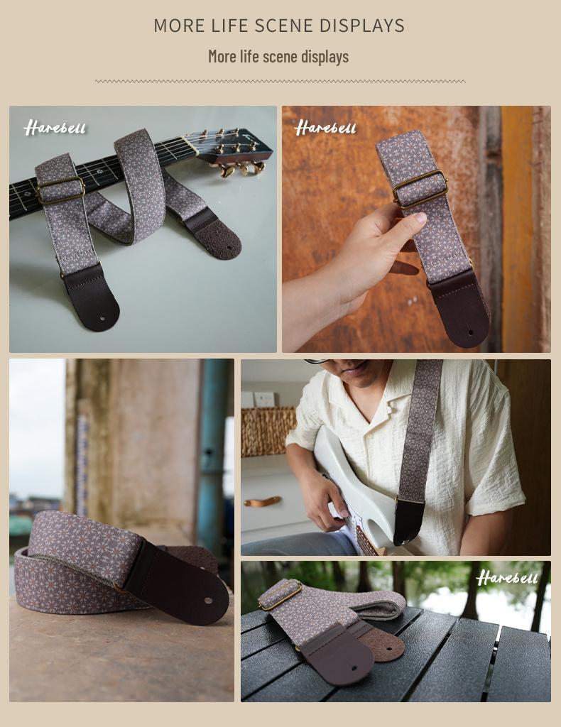 Vintage Print Guitar Strap, 5CM Wide, Dark Star PO-106