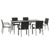 VidaXL Garden Dining Set and Cushions 7pcs Black Wicker 3185123