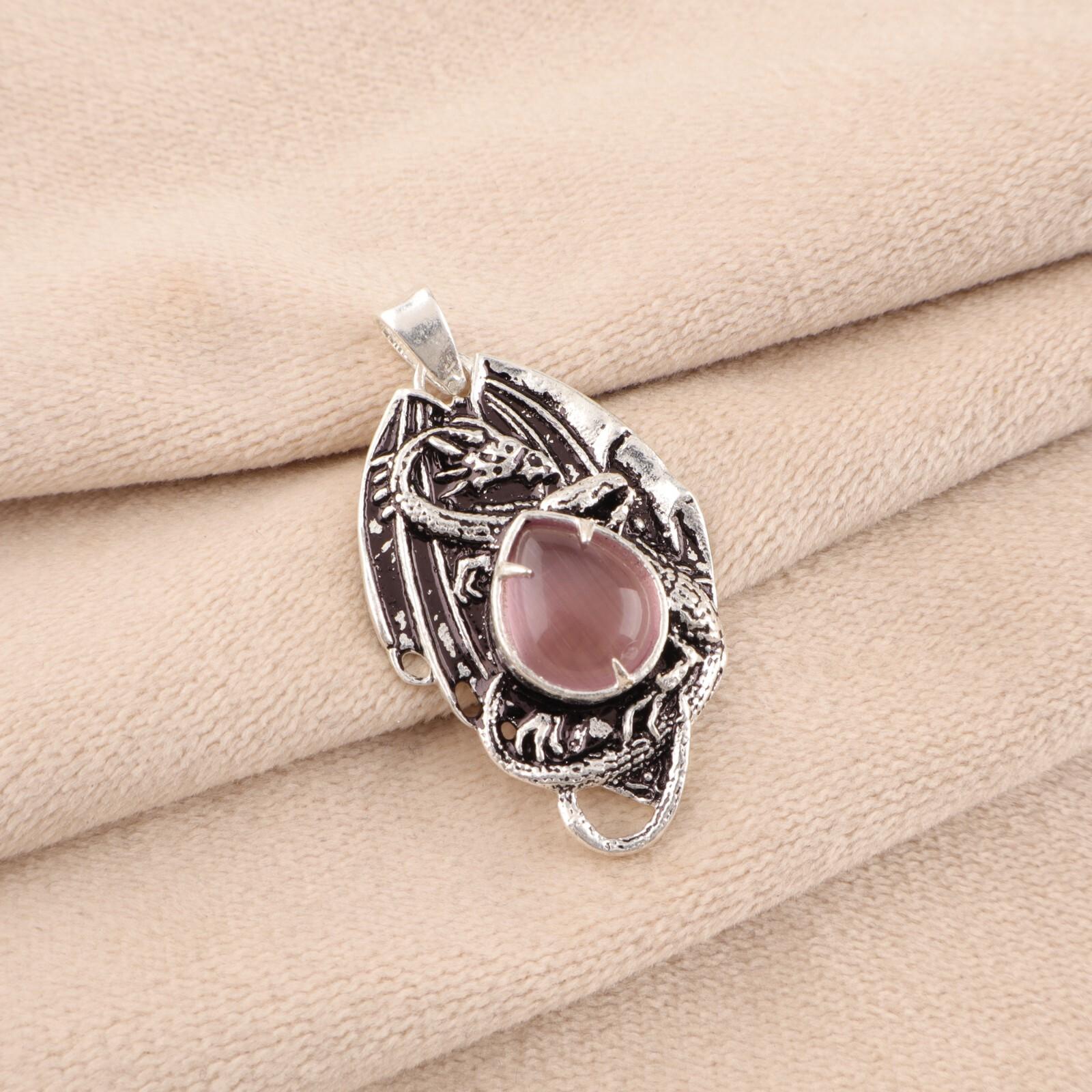 

Натуральный фиолетовый камень кошачий глаз 925 пробы серебро ювелирная подвеска 1,55 для нее CP-9-39