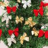 12pcs Christmas Bows Hanging Decorations Gold Silver Red Bowknot Christmas Tree Ornaments New Year 2021 Navidad Kerst Decor Set