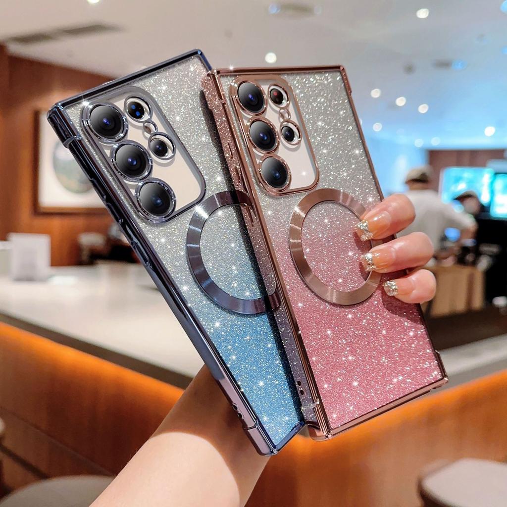 Applicable to Samsung S11Ultra electroplating magnetic attraction gradual change glitter mobile phone case S11 all-inclusive mirror film S11 sof