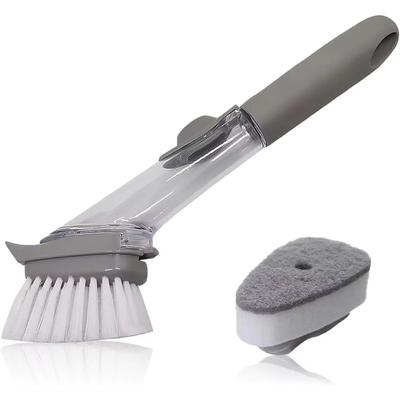 Multifunctional Pressing Dish Brush, Soap Dispensing Washing Up Brush, Kitchen for Pot Pan Sink Cleaning