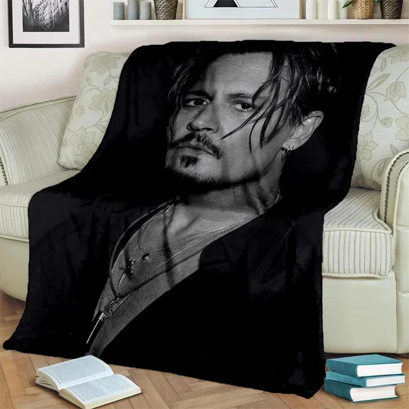 Deka série 3D tisku Johnny Depp, Měkká přehozová deka pro domácnost Ložnici Postel Pohovku Piknik Cestování Kancelář Krycí deka na odpočinek Děti