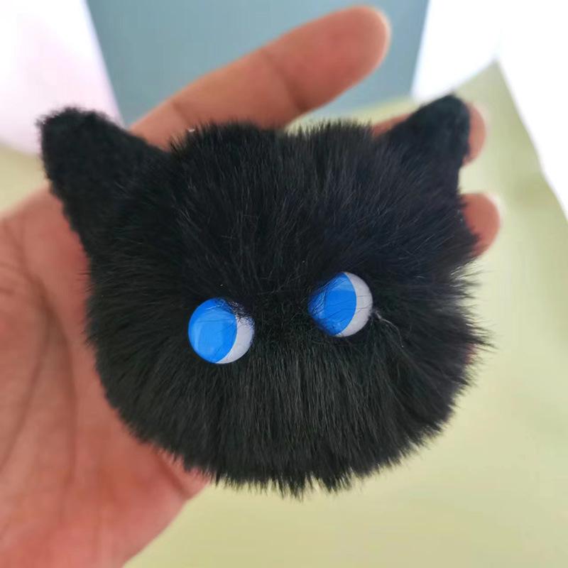Multi-Color Blush Cat Ball Plush Doll Pendant - Long Hair, Accessory for Bags & Clothing