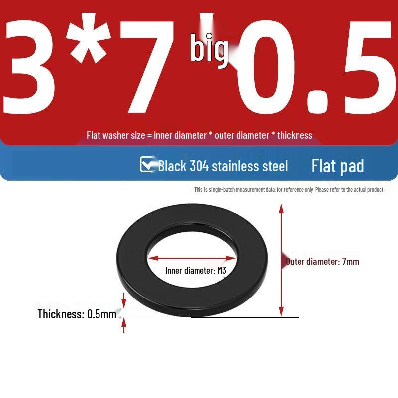 Ultra-Thin Black Zinc-Plated Stainless Steel Flat Washer (M2-M20)