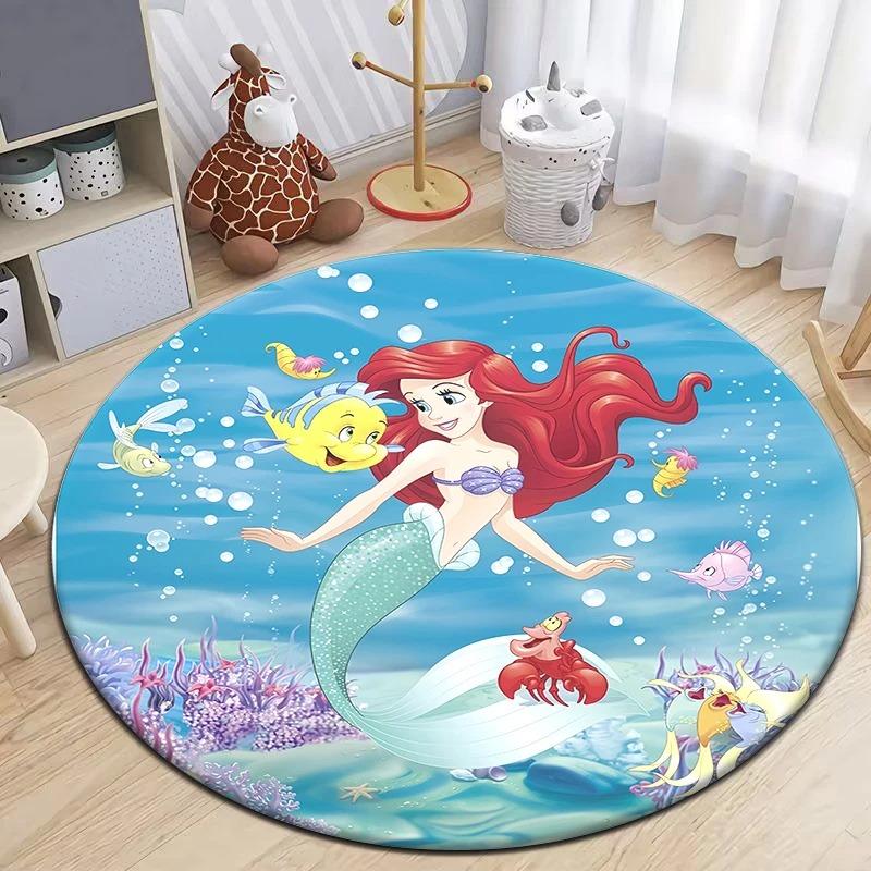 Disney Princess Cartoon Circular Mat HD Printed Bedroom Balcony Entrance Door Sofa Non-slip Carpet Home Decoration Rug