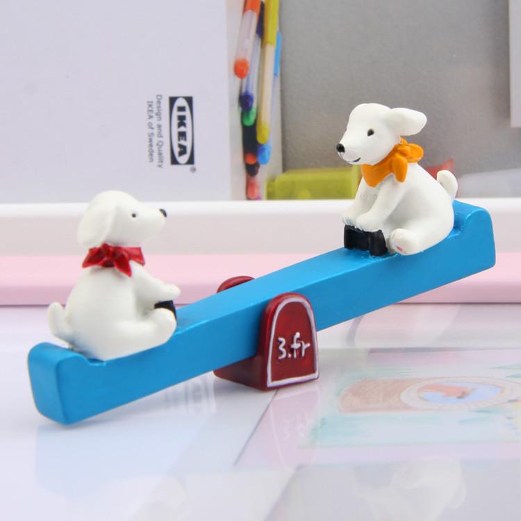 Decor Garden Resin Cartoon Puppy Seesaw Ornament For Kids Home And Gifts Use