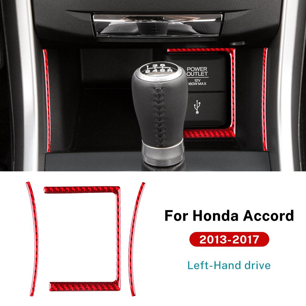 Real Soft Carbon Fiber Sticker For Honda Accord 2013 2014 2015 2016 2017 LHD Car AC Switch Frame Interior Trim Accessories