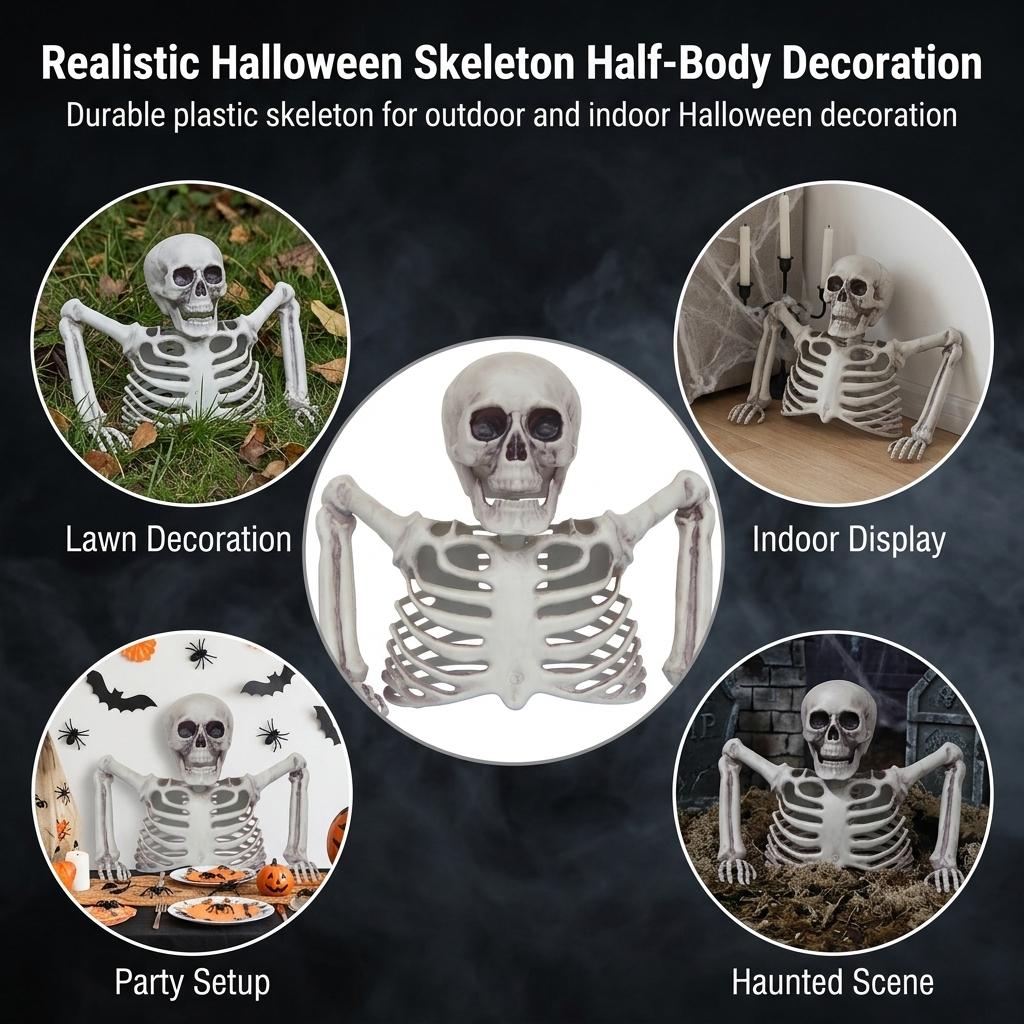 Halloween Realistic Skeleton Ornament with Movable Joints for Outdoor Yard Hallway Party Decoration