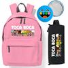 Schulset Rosa Rucksack + Federmäppchen + Toca Boca Pin
