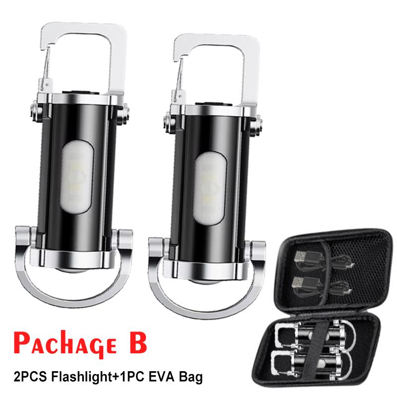 Mini EDC Keychain Flashlight-COB Work Light, Portable Emergency Lamp Handheld Flashlight for Hiking,Self-Defense Safety Lighting