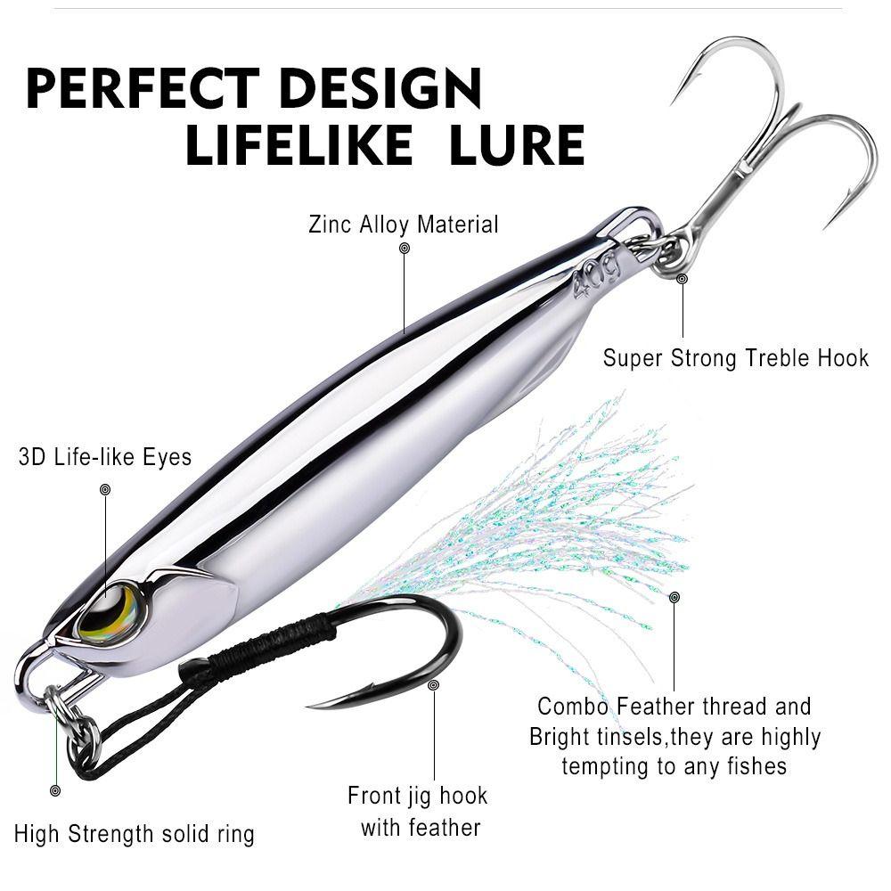 Electroplate Metal Jig Bait 10g-80g Spoon Spinner Bait Artificial Hard Fish Lure  Perch
