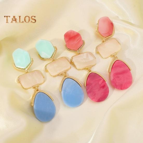 1 Pair Women Hanging Earrings Exaggerated Geometric Color Matching Smooth Bohemian Style Club Party Dangle Earrings Ear Jewelry