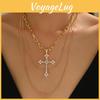 Gothic Jewelry Pendant Chain For Women Featuring Cross Motif And Electroplated Finish