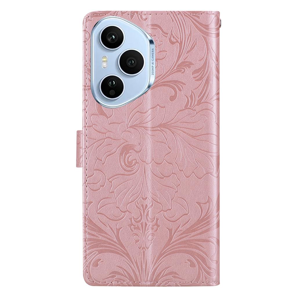 Dla Honor 400 Pro 5G (Światowy) Skórzane etui z wytłoczonym wzorem kwiatowym Portfel Stojak Klapka Pokrowiec na telefon typu flip