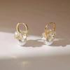 2024 New Elegant White Flower Cluster Pearl Ball Pendant Hoop Earrings Women's Fashion Zircon Party Luxury Accessories Girls