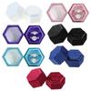 Boîte Cadeau Hexagonale Premium Magnifique Vintage Double Anneau avec Couvercle Amovible pour Demande en Mariage Fiançailles Cérémonie de Mariage