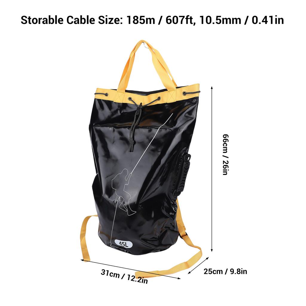 Wide Opening Caving Rope Bag Drawstring Closure Rescue Rope Backpack  Caving Exploration