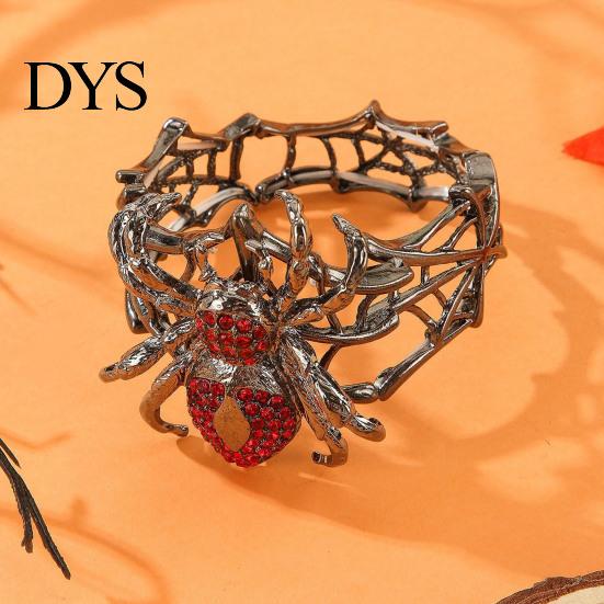 Personalized Daily Accessory Vintage Rhinestone Spider Bracelet, Gothic Punk Adjustable Stretch Bangle Cool Rock Soul Wristband for Men Women,