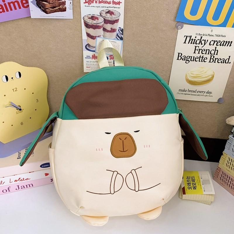 Cute Cartoon Backpack Capybara Design Large Capacity Childrens Backpack Bag School