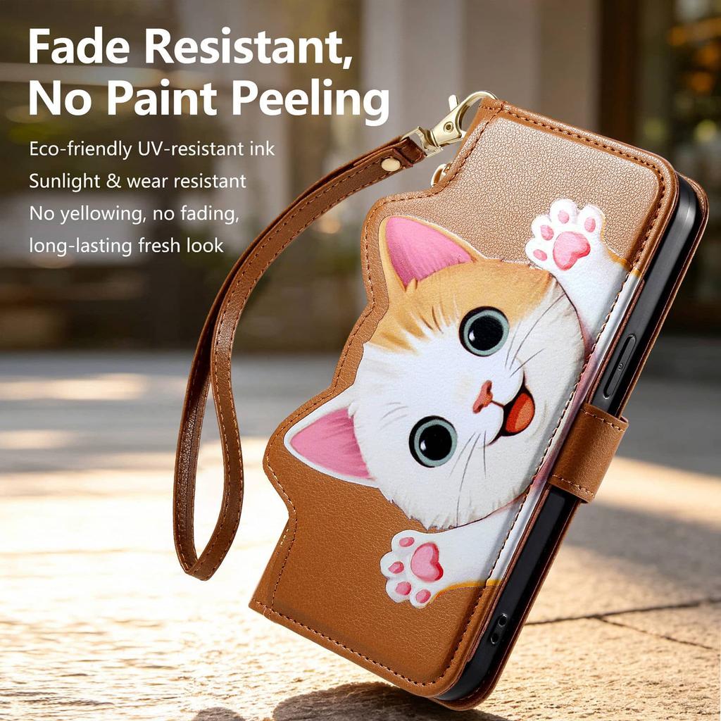 Cute Zipper Crossbody Case for Xiaomi Redmi K70 K60 Pro 15A 11A 10 Prime Note 13 12 11 10T with Card Slots Wrist Strap Lanyard