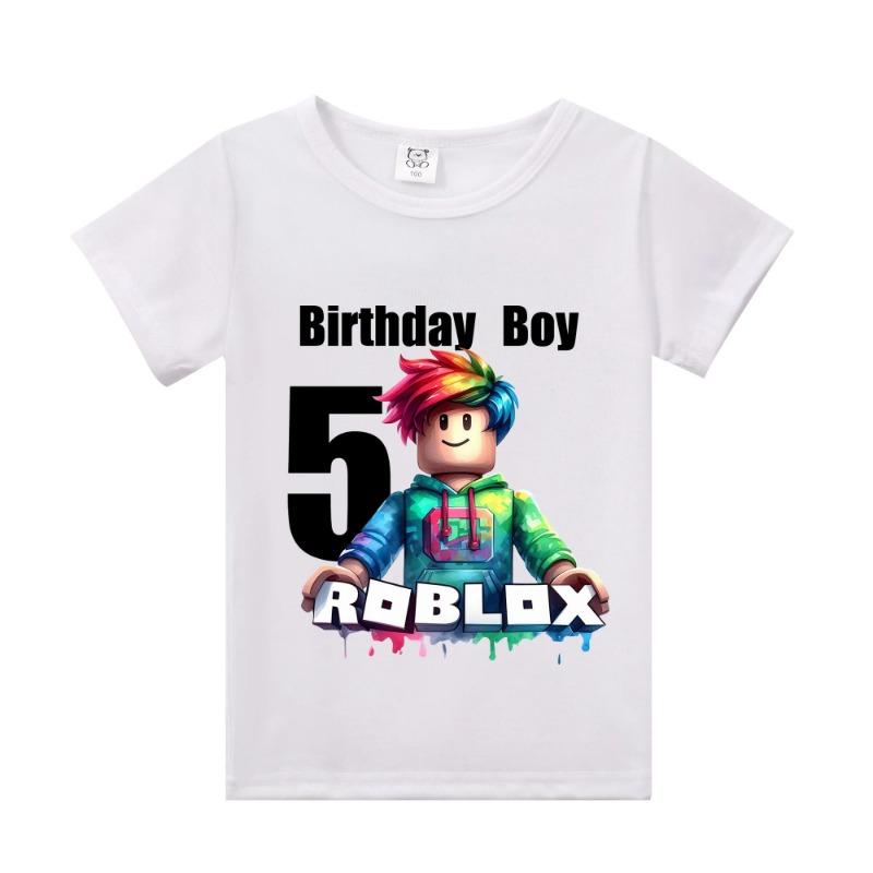 Neue Roblox Kinder T-Shirts Cartoon Geburtstag Zahl Grafik T-Shirts Jungen Mädchen Freizeit Kurzarm Oberteile Sommer Kinderkleidung