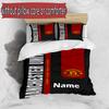 3pcs Duvet Cover Set (1*Duvet Cover + 2*Pillowcase, Without Core), Custom Name Manchester Football F.C Pattern Bedding Set, Home Bedroom Decor Gift
