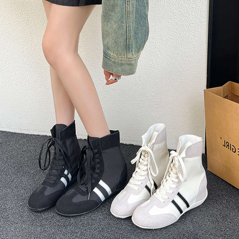 Dexun shoes women's new fashion boxing high-top shoes high-end flat bottom light and comfortable Martin boots