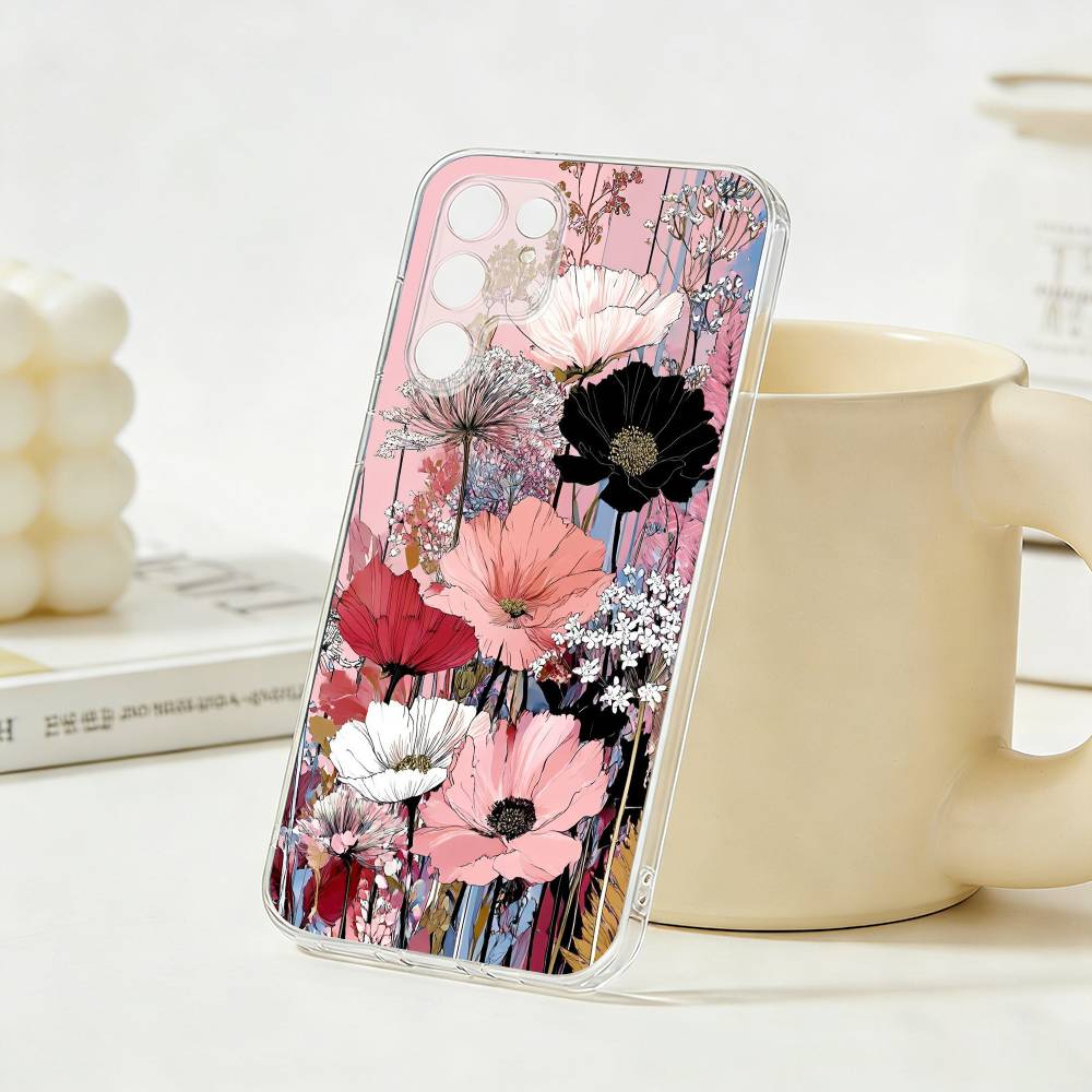 

Яркий Цветочный Чехол Для Телефона Samsung S26, S25,S24,S21,S22,S23,S30,Ultra,Plus,5G, Прозрачный Чехол Samsung S225G