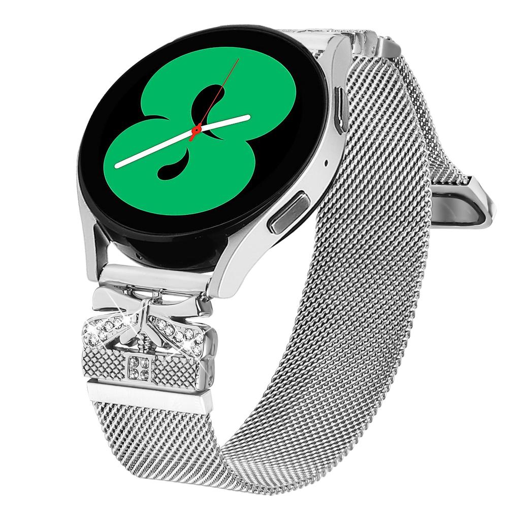 Watch Strap for Samsung Gear Sport/S2 Classic Butterfly Decor Milanese Metal Band,Silver