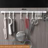 3913 Punch-free Sliding Track Hook Kitchen Cabinet Door Rear 1 Row 10 Hooks Hanger Rod Adhesive Hook Row Storage