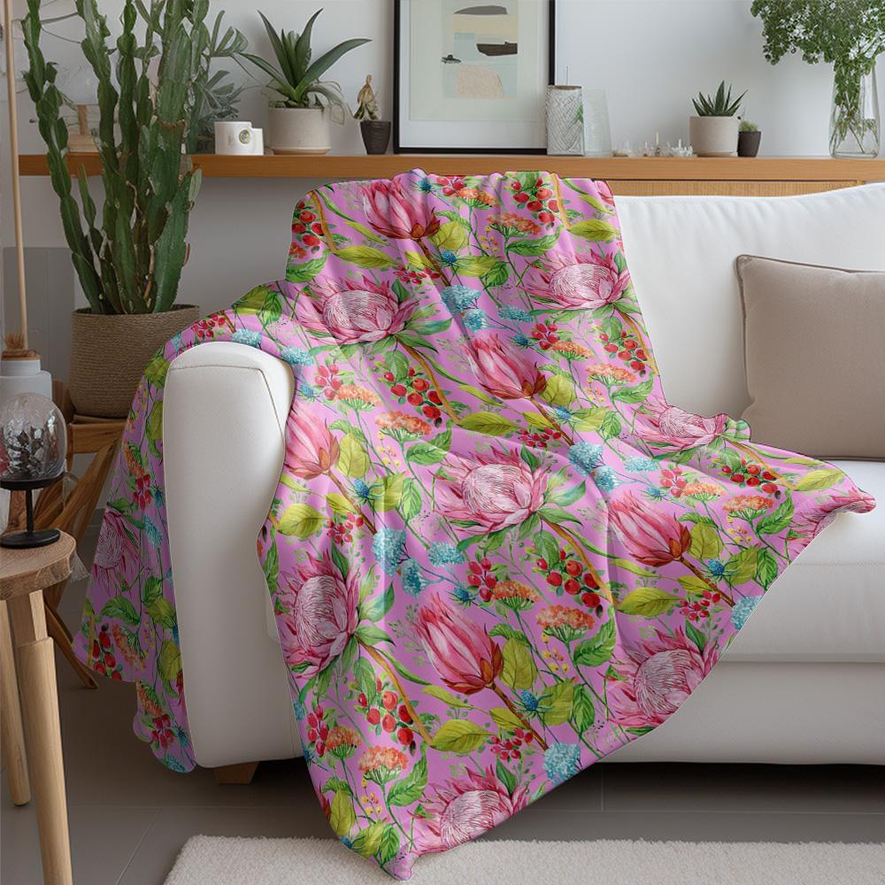 Lebendiger Blumendruck Überwurf Weiche Fleecedecke für Sofa Bett Dekoration Weihnachtsgeschenk Geschenk für Frauen Kinder