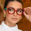 Fashion Luxury Brand Design Cat Eye Patchwork Color Frame Photochromic Anti Blue Ray Computer Women Reading Glasses Degrees 0+6