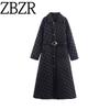 Zbzr Autumn New Women Clothes Western Style Fashion Simple Quilted Long Trench Coat Cotton-padded Jacket Outerwear-