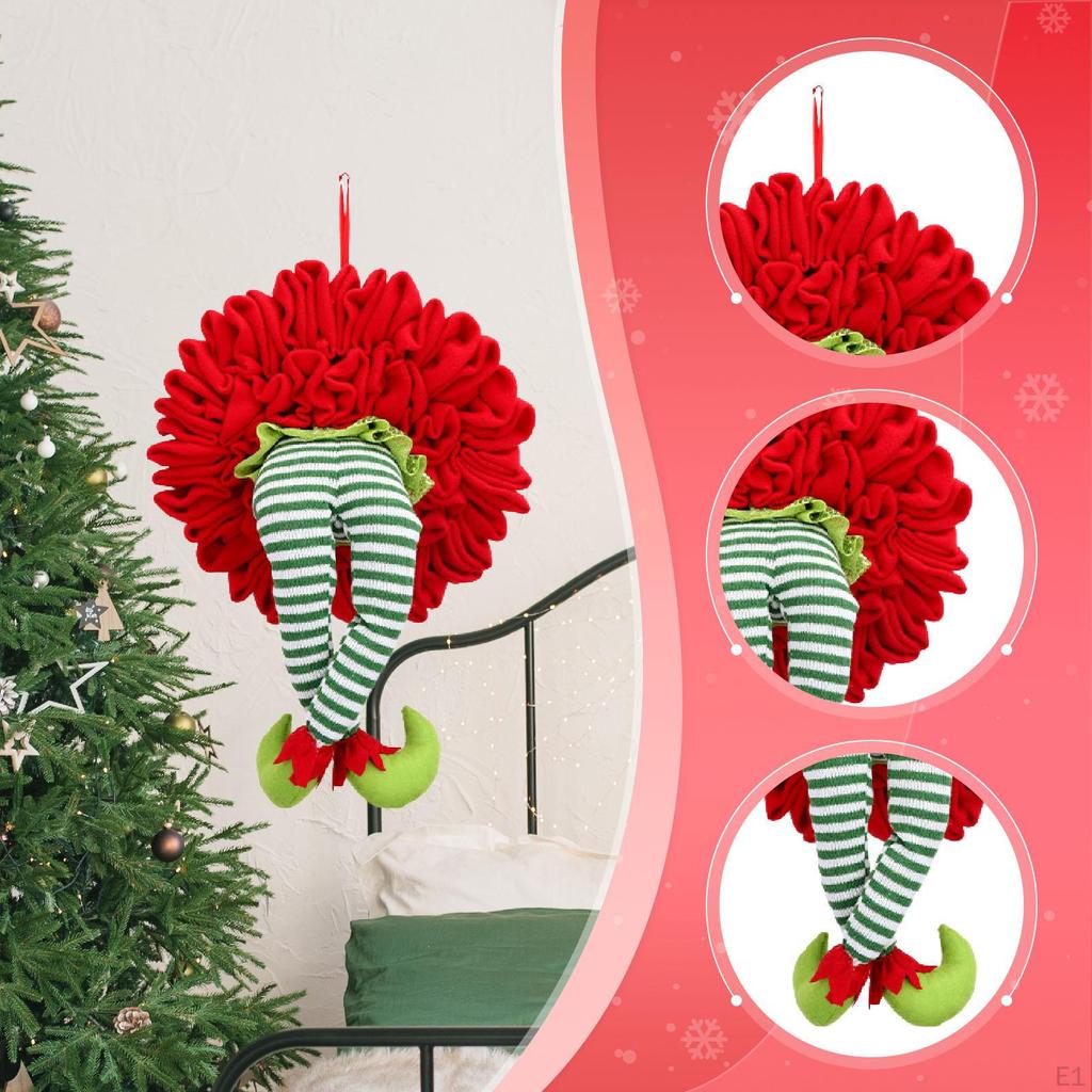 Elf Leg Christmas Tree Decoration Wreath Pendant Front Door Xmas Hanging Ornament Wall Decor for