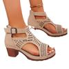 Large Size Fish Mouth High Heel Sandals Summer New Buckle Hollow Bag Heel Women's Shoes