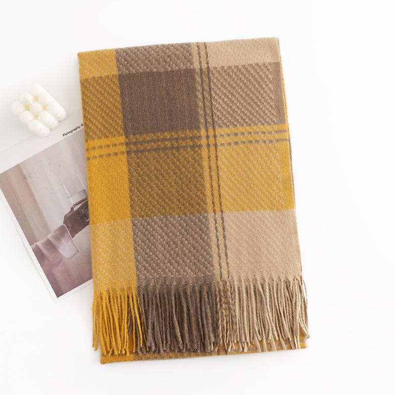 New sweet warm imitation cashmere scarf plaid student couple winter thickened warm scarf
