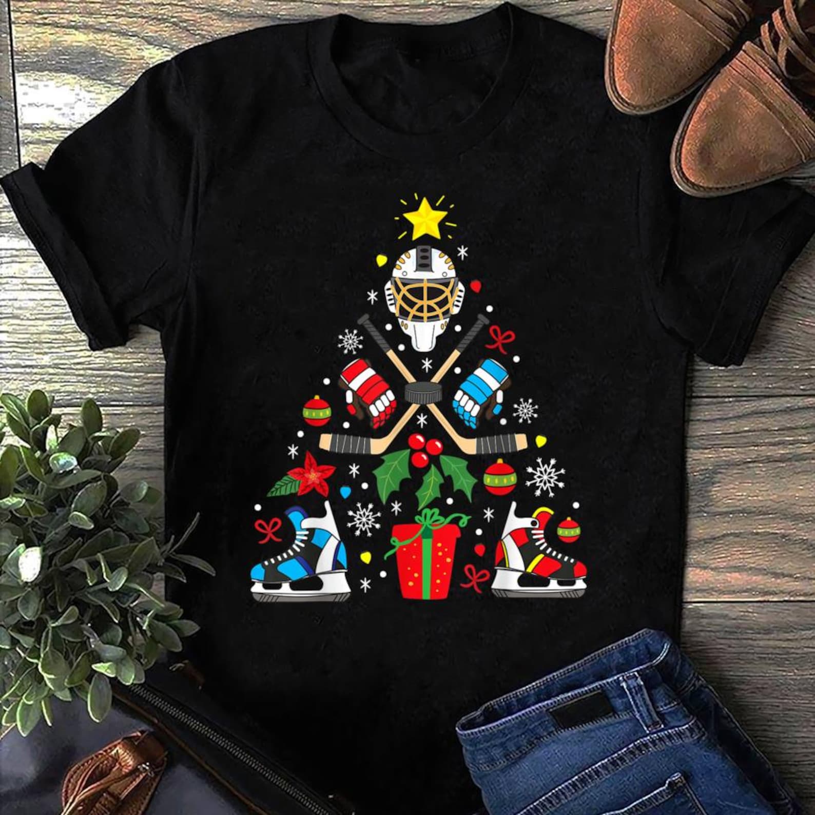 Ice Hockey Christmas Ornat Tree Xmas Boys - Ice Hockey Player, Hockey Lover, Shirt Hockey Player, Gift Hockey, Hockey Team, Hockey Moms 4XL