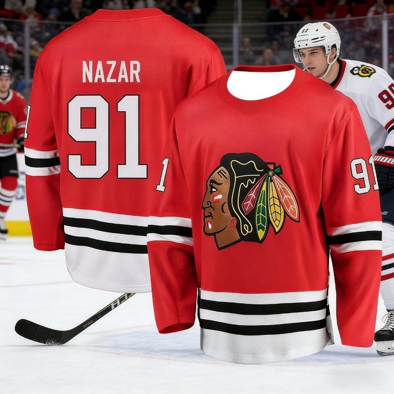 2026 Chicago New Men's Ice Hockey Sport Shirt - Red Breakthrough Edition - Breathable, Quick-Drying Long-Sleeved Shirt Kids