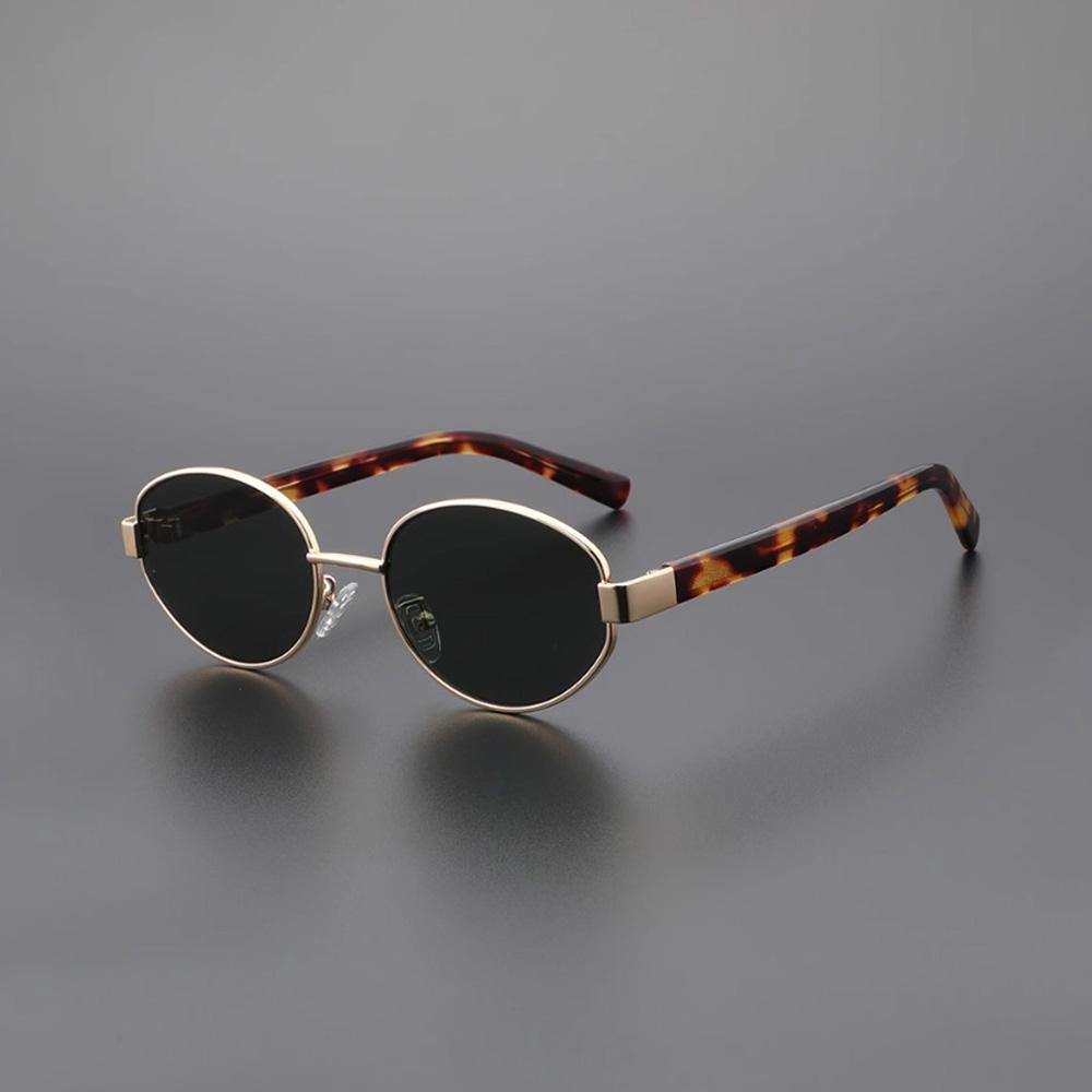 1pc Retro Oval Sunglasses for Women Men UV400 Protection Trendy Metal Classic Shades