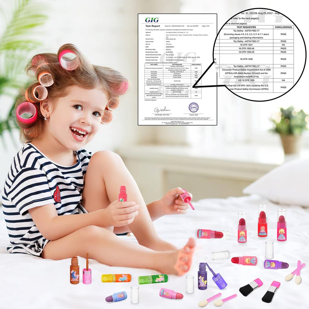 Bloranda 53-Piece Kids Washable Makeup Kit with Unicorn Vanity Case, Real Cosmetic Playset for Girls