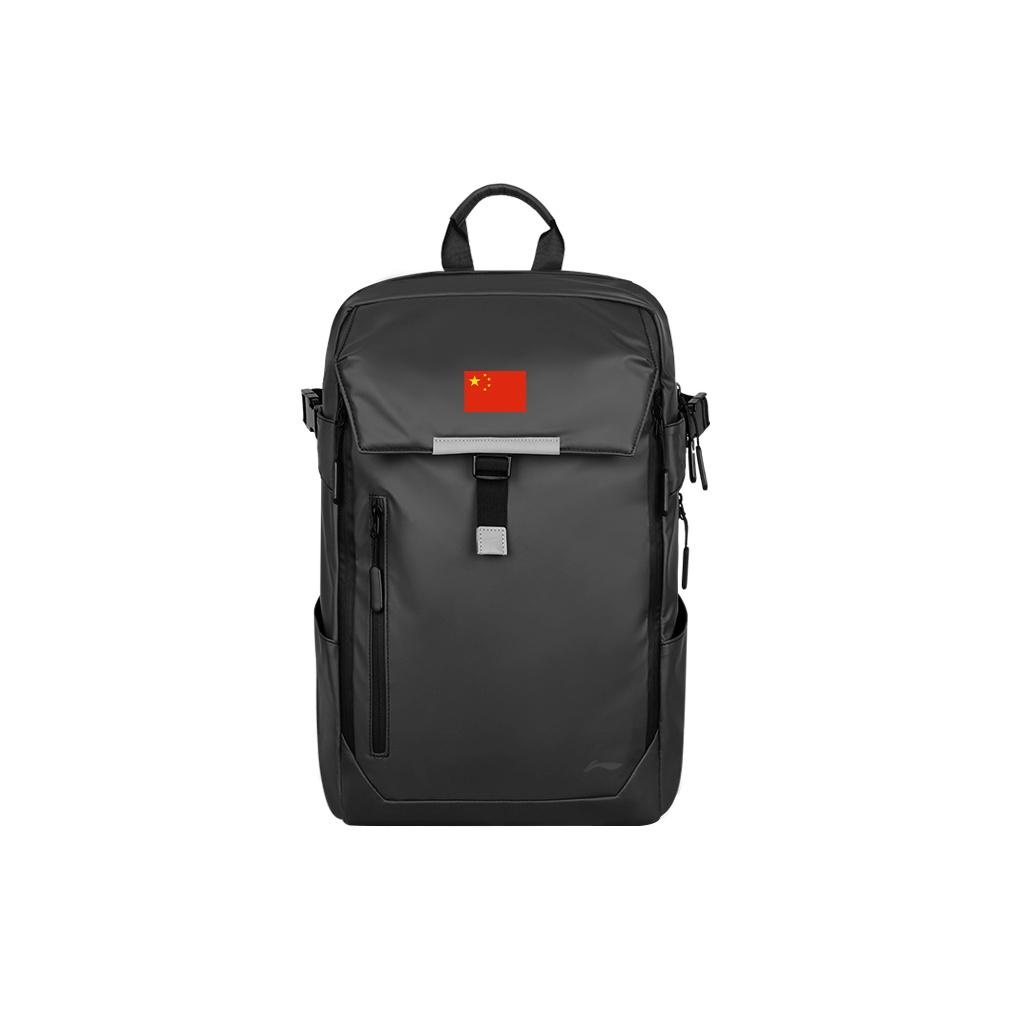 

Li-Ning Large Capacity Brand Logo Design PU Leather Backpack Unisex Backpack Black ABSU241-1A Black