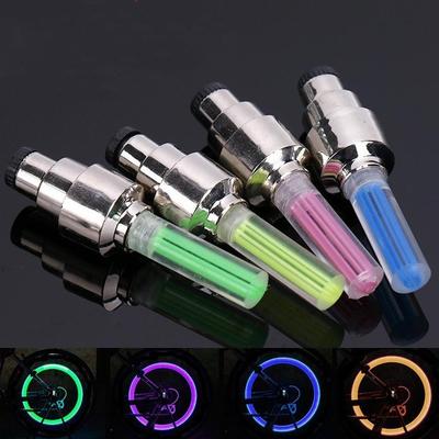 2 pezzi luci al neon per raggi di bici, luci a LED per bicicletta, tappi per valvola pneumatici, torcia, raggi della ruota, accessori leggeri per auto e moto