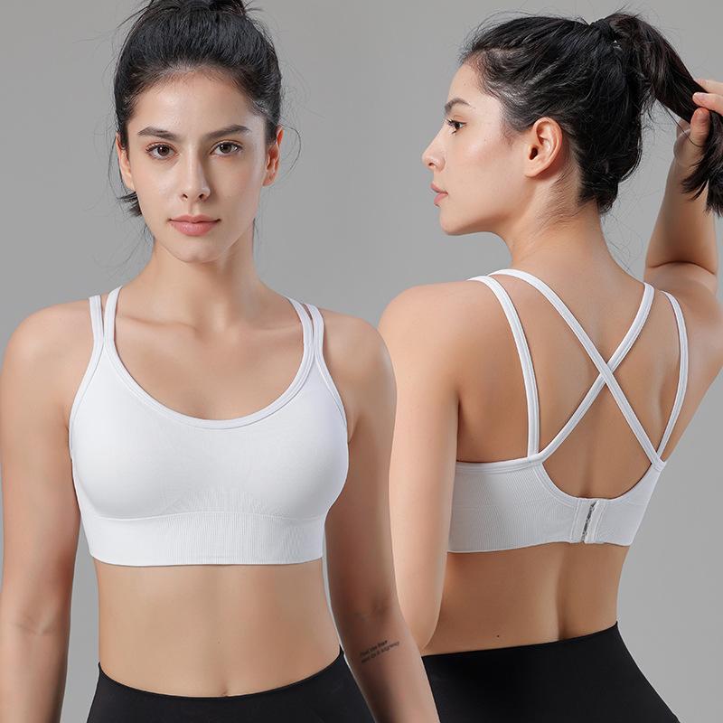 Cross Back Adjustable European and American Sports Hoopless Hygroscopic Yoga Fitness Large Sports Bra