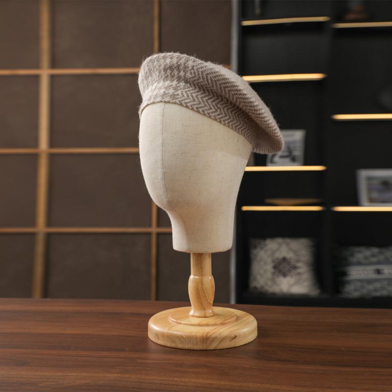 

Women 100% Pure Cashmere Two-Tone Beret Knit Winter Warm Stylish Versatile Textured Cold Weather Accessory верблюд